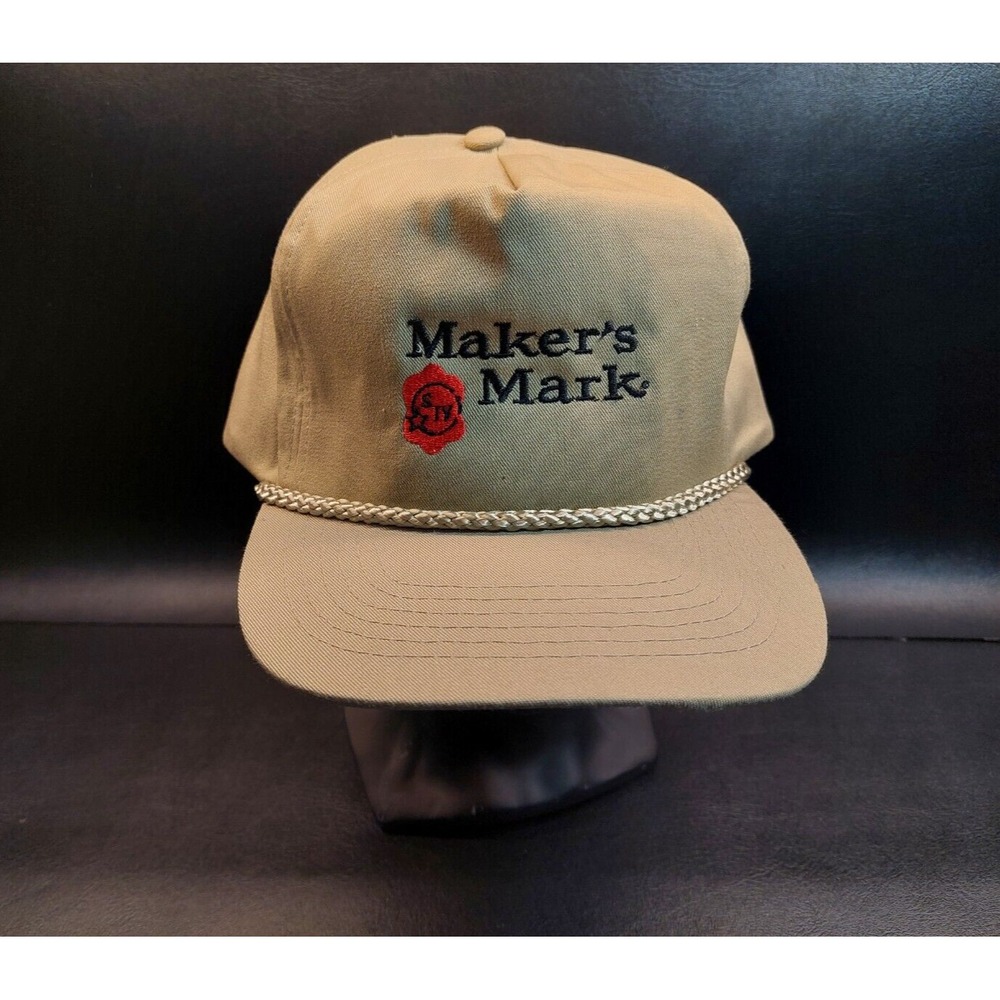 Vintage Maker's Mark Beige Cord Rope Bill Adjustable Hat Cap